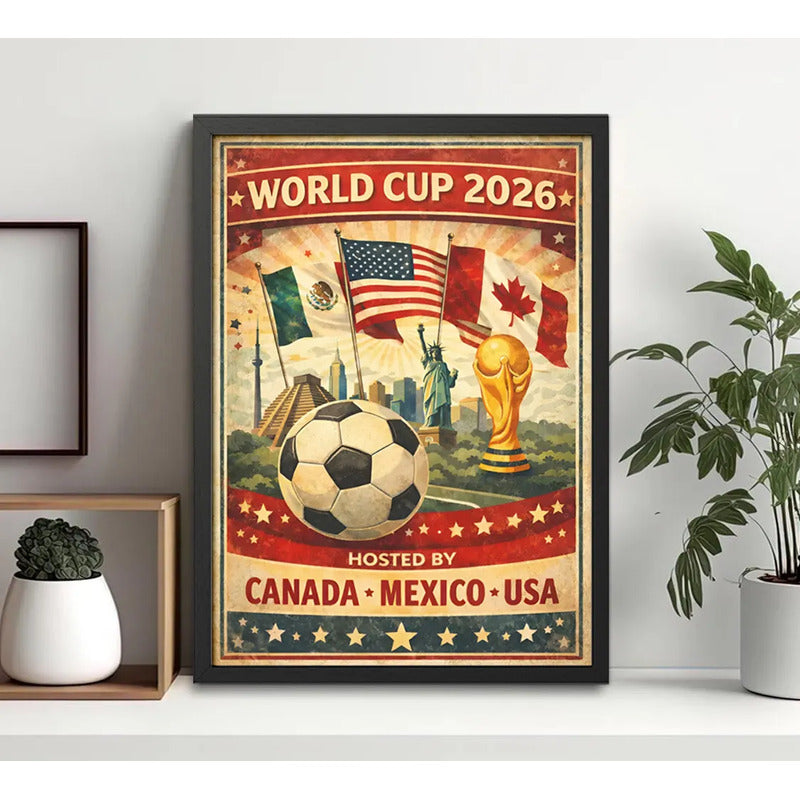 Cuadro Copa Del Mundo Futbol 26 Canada Mexico Estados Unidos Marco Negro