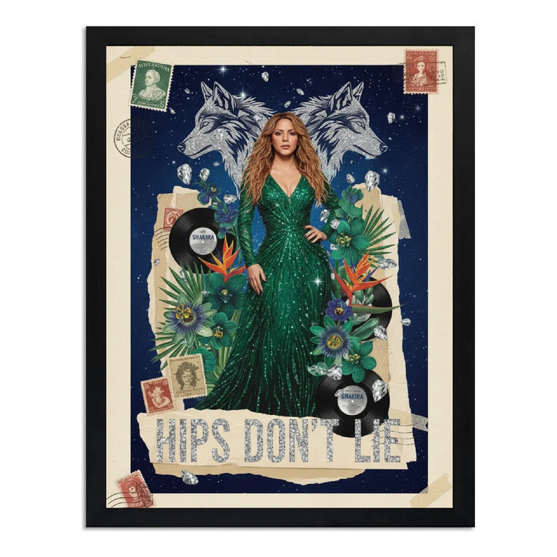 Cuadro Shakira Hips Don't Lie Musica Pop Loba Arte Vintage Marco Negro