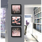 Set 3 Cuadros Abstracto Rose Gold Escandinavo Geometrico Art