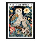 Cuadro Dormitorio Living Buho Flores William Morris Owl Negro