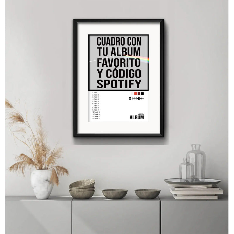 Cuadro Canciones Spotify Personalizado 53x43cm Con Paspartú Marco Negro