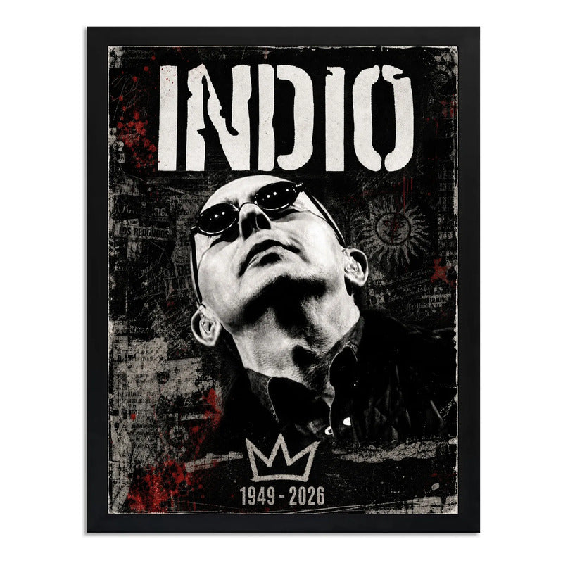 Cuadro Indio Solari Eterno Los Redondos Homenaje Rock Brs2 Marco Negro