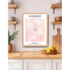 Cuadro Dormitorio Living Kandinsky Cuadrado Niebla Rosa Oak Marco Marrón Claro