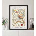 Cuadro Dormitorio Living William Morris Pajaro Botanica Arte Marco Negro