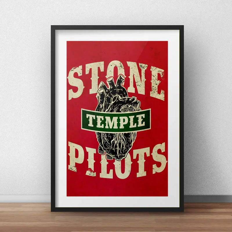 Cuadro Stone Temple Pilots Banda Grunge Rock Con Paspartú Marco Negro