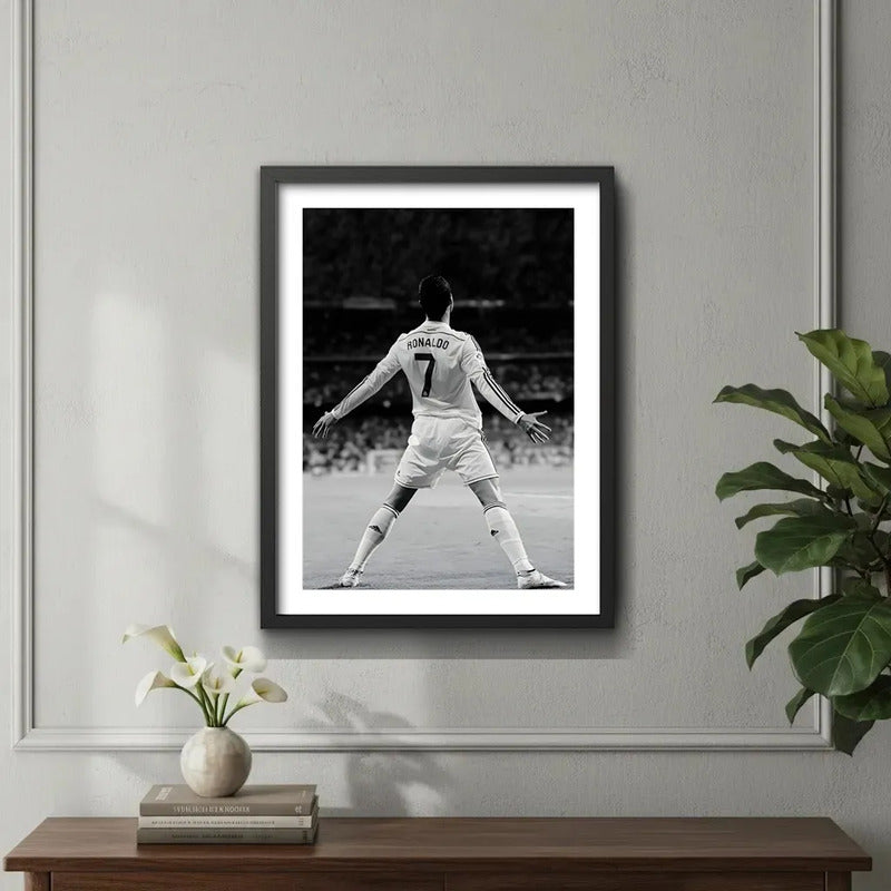 Cuadro Cristiano Ronaldo Cr7 Foto Iconica Fútbol Deporte Marco Negro