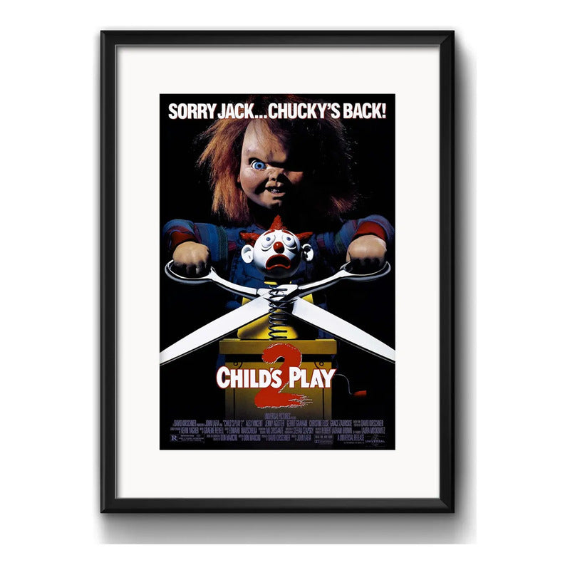 Cuadro Chucky Muñeco Asesino 2 Pelicula Terror Con Paspartú Marco Negro