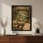 Cuadro Jumanji En La Selva Pelicula Mapa Tablero Arte Retro Marco Negro