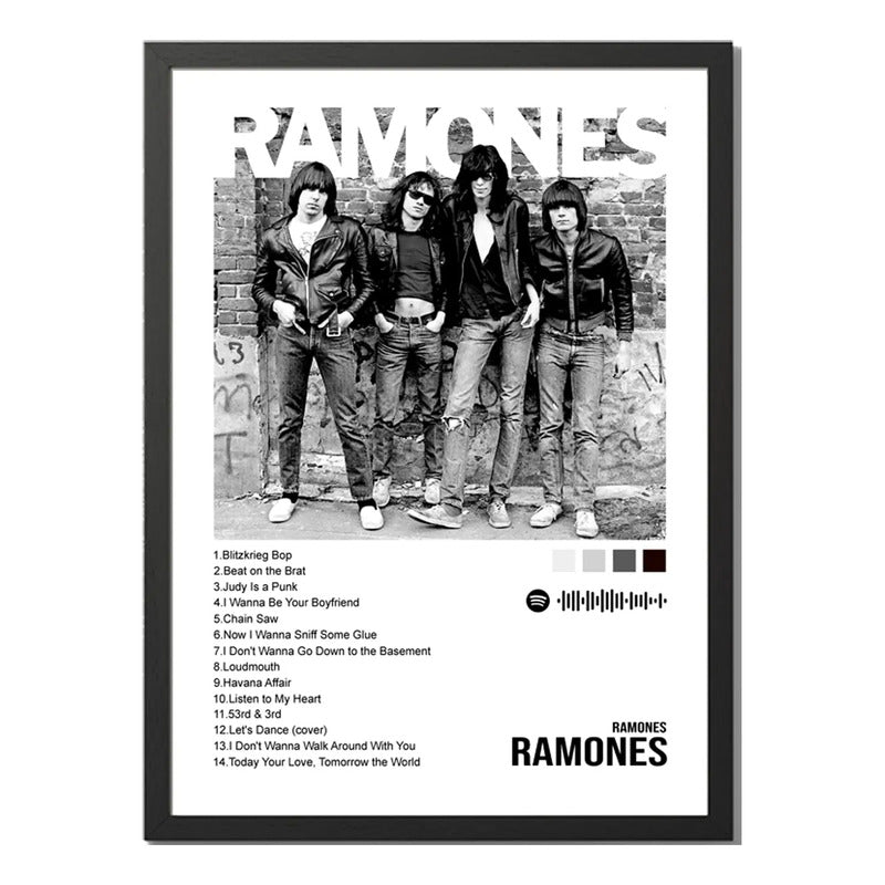 Cuadro Ramones Primero Album Spotify Canciones Punk Rock Marco Negro