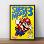 Cuadro Super Mario Bros 3 Super Nintendo Game Videojuego Bs5 Marco Negro