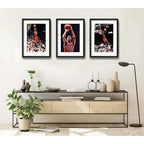 Set 3 Cuadros Michael Jordan Basket Nba 53x43cm Con Paspartu Marco Negro