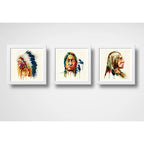Set 3 Cuadros Indio Jefe Pop Art Vincha Tribal Decoracion
