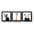 Set 3 Cuadros Panda Jirafa Perro Chicle Animales Decoracion