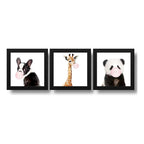 Set 3 Cuadros Panda Jirafa Perro Chicle Animales Decoracion