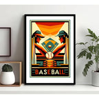 Cuadro Béisbol Baseball Jugador Equipo Club Gym Decoracion Pop Art 4 Con Marco Negro