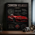 Cuadro Nissan Skyline Auto Deportivo Clásico Arte Efecto 3d Marco Negro