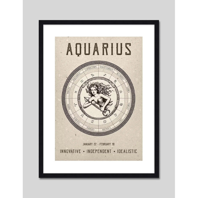 Cuadro Acuario Signo Astrologia Horoscopo Zodiaco Decoracion Marco Negro