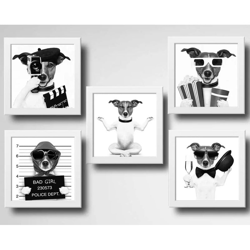 Set 5 Cuadros Perro Lifestyle Cinema Spa Mascota Pet Decora