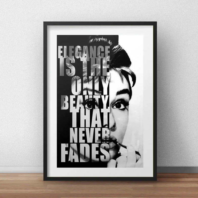 Cuadro Audrey Hepburn Frase Blanco Negro Decoracion Paspartu Marco Negro
