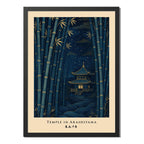 Set 3 Cuadros Monte Castillo Templo Arte Japonés Decoracion Marco Negro