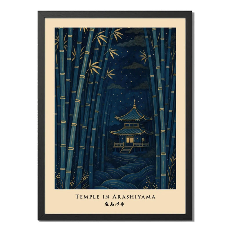 Set 3 Cuadros Monte Castillo Templo Arte Japonés Decoracion Marco Negro