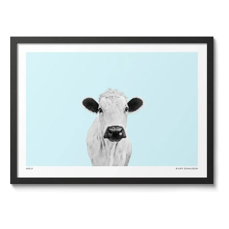 Cuadro Vaca Pop Art Hacienda Country Ganado Decoracion Aquamarine Blue Marco Negro