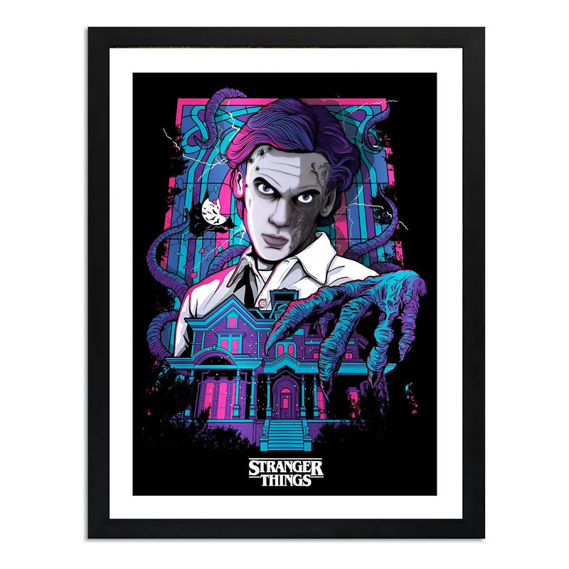 Cuadro Stranger Things Vecna Luminiscente Serie Tv Arte Marco Negro