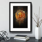 Cuadro Bitcoin Moneda Virtual Bolsa Decoracion Con Paspartú Marco Negro