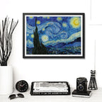 Cuadro Para Living Cocina Estudio Decoracion Moderna Blue Van Gogh Color Azul Indigo Con Marco Negro
