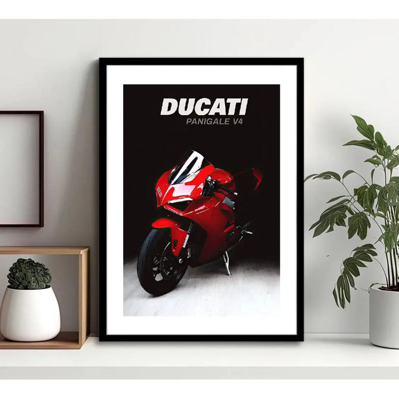 Cuadro Moto Ducati Panigale V4 Motocicleta Arte Modelo Marco Negro