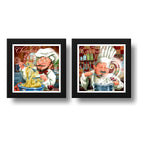 Set 2 Cuadros Chef Gourmet Vino Pasta Cocina Arte Decoracion
