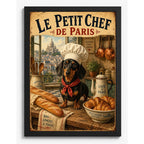 Cuadro Perro Salchicha Le Petit Chef De Paris Pan Art Cocina Marco Negro