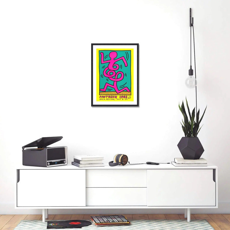 Cuadro Keith Haring Montreux Jazz Festival 1983 Arte Decor Pink Man Con Marco Negro