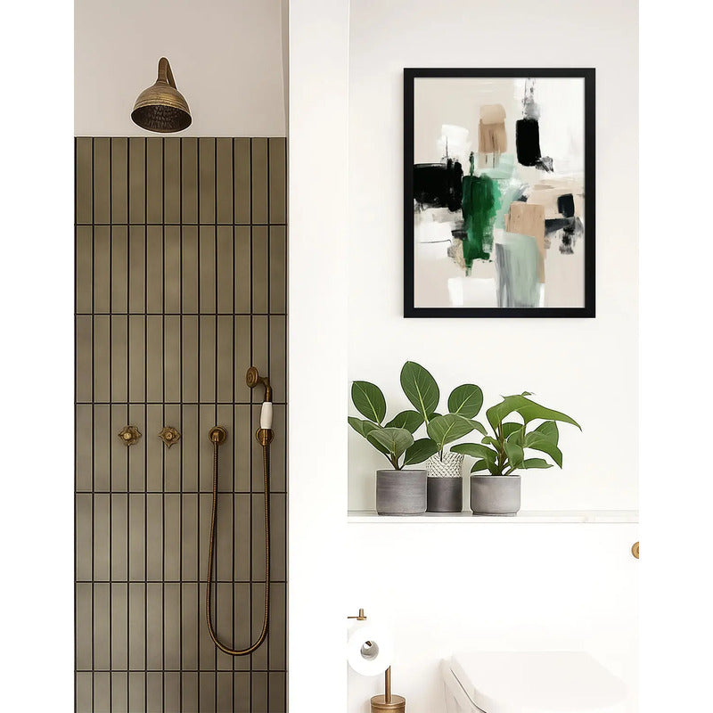 Cuadro Dormitorio Living Boho Arte Abstracto Tierra Urbana Marco Negro