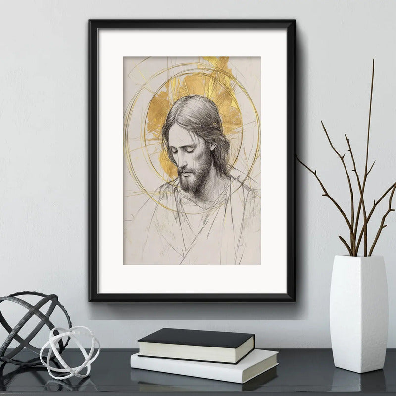 Cuadro Jesús Cristo Senor La Humildad Es Oro Con Paspartú Marco Negro