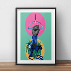 Cuadro Oxossi Orixa Umbanda Arte Bs2 Decoracion Con Paspartú Marco Negro