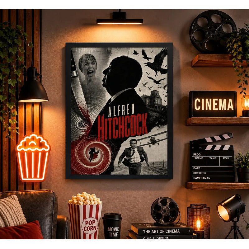 Cuadro Alfred Hitchcock Director Peliculas Icónicas B Terror Marco Negro