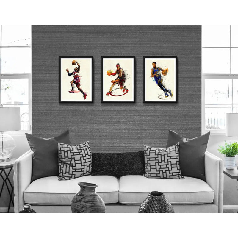 Set 3 Cuadros Basket Pop Art Nba Baloncesto Club Deportes B2