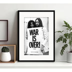 Cuadro John Lennon Yoko Ono War Is Over Frase Con Paspartú Marco Negro