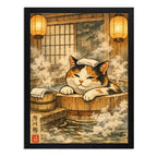 Cuadro Gato Zen Banera Spa Japón Bano Arte Decoracion Marco Negro