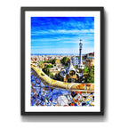 Cuadro Barcelona Espana Park Güell Casas Foto Ciudad Paisaje Marco Negro