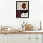 Cuadro Dormitorio Living Boho Abstracto B1 Tonos Terrosos Marco Negro