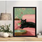 Cuadro Gato Martini Sofá Drink Arte Decoracion Living Cocina Marco Negro