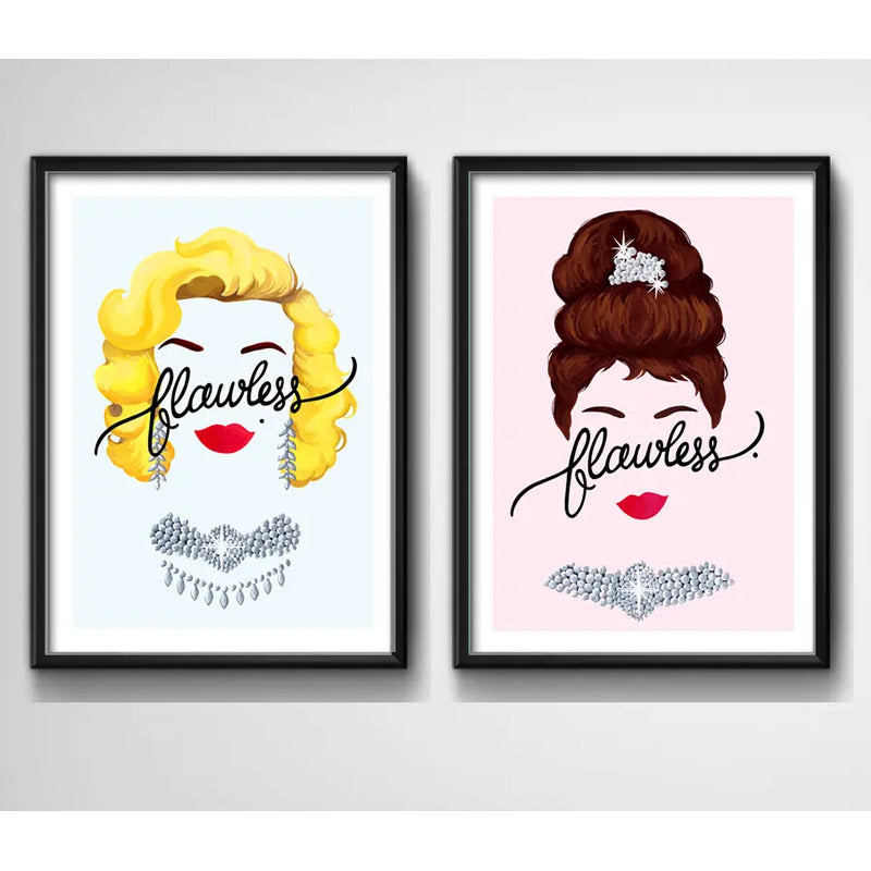 Set 2 Cuadros Marilyn Monroe Audrey Hepburn Arte Minimalista