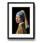 Cuadro La Joven De La Perla De Vermeer 53x43cm Con Paspartú Marco Negro