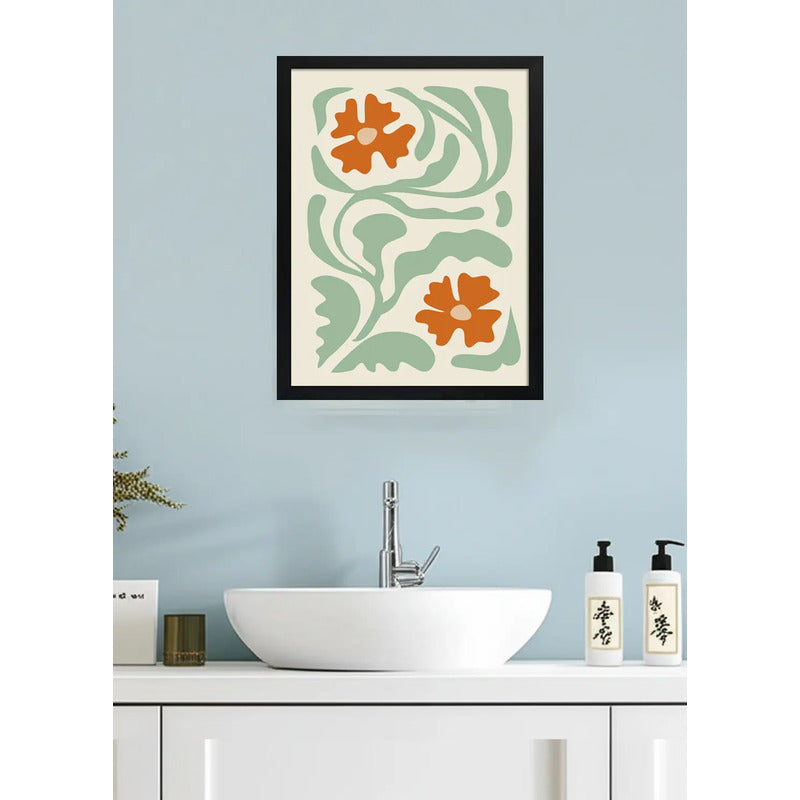 Cuadro Boho Botanico Flores Plantas Abstracto Tonos Nude Flores Boho 1 Negro