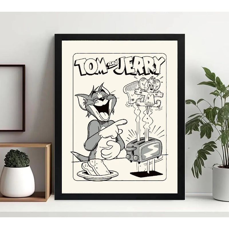 Cuadro Tom Y Jerry Tostada Cocina Hanna Barbera Dibujo Tv Marco Negro
