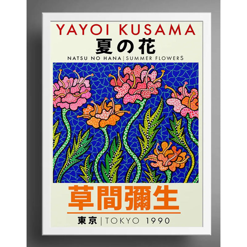Cuadro Yayoi Kusama Arte Japones Flores Verano Marco Blanco Marco Blanco