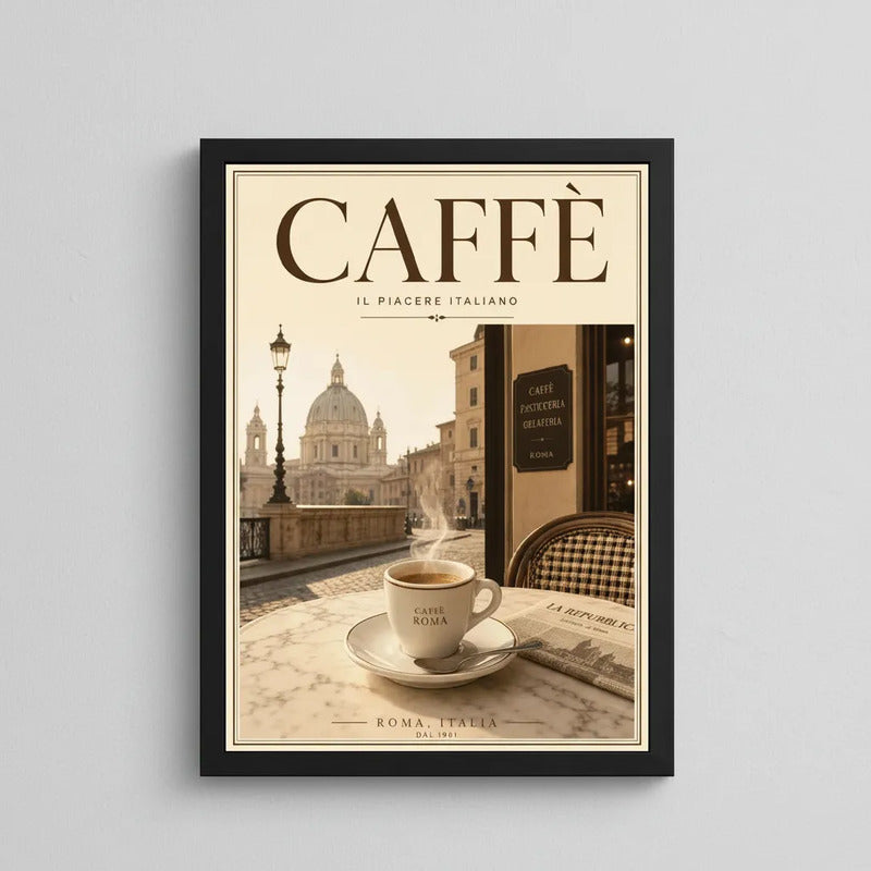 Cuadro Café Roma Il Piaciere Italiano Cocina Retro Vintage Marco Negro