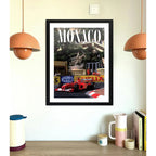 Cuadro Monaco Formula 1 Auto Pista Carrera Autodromo Retro Marco Negro